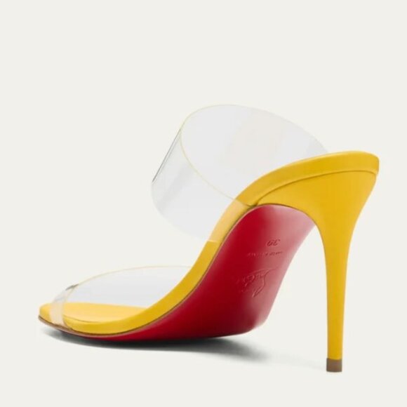CHRISTIAN LOUBOUTIN JUST NOTHING CLEAR SLIDE MULE SANDALS YELLOW SIZE 38.5 NWT - Picture 4 of 7